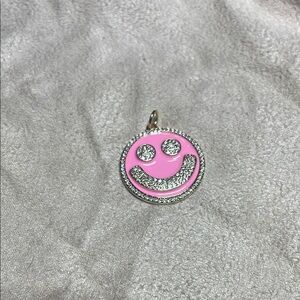 Smiley face, pink pave gold tone charm😊